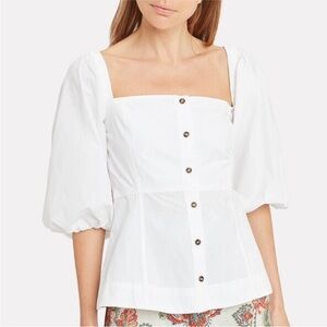 Ganni Square Neck Poplin shirt